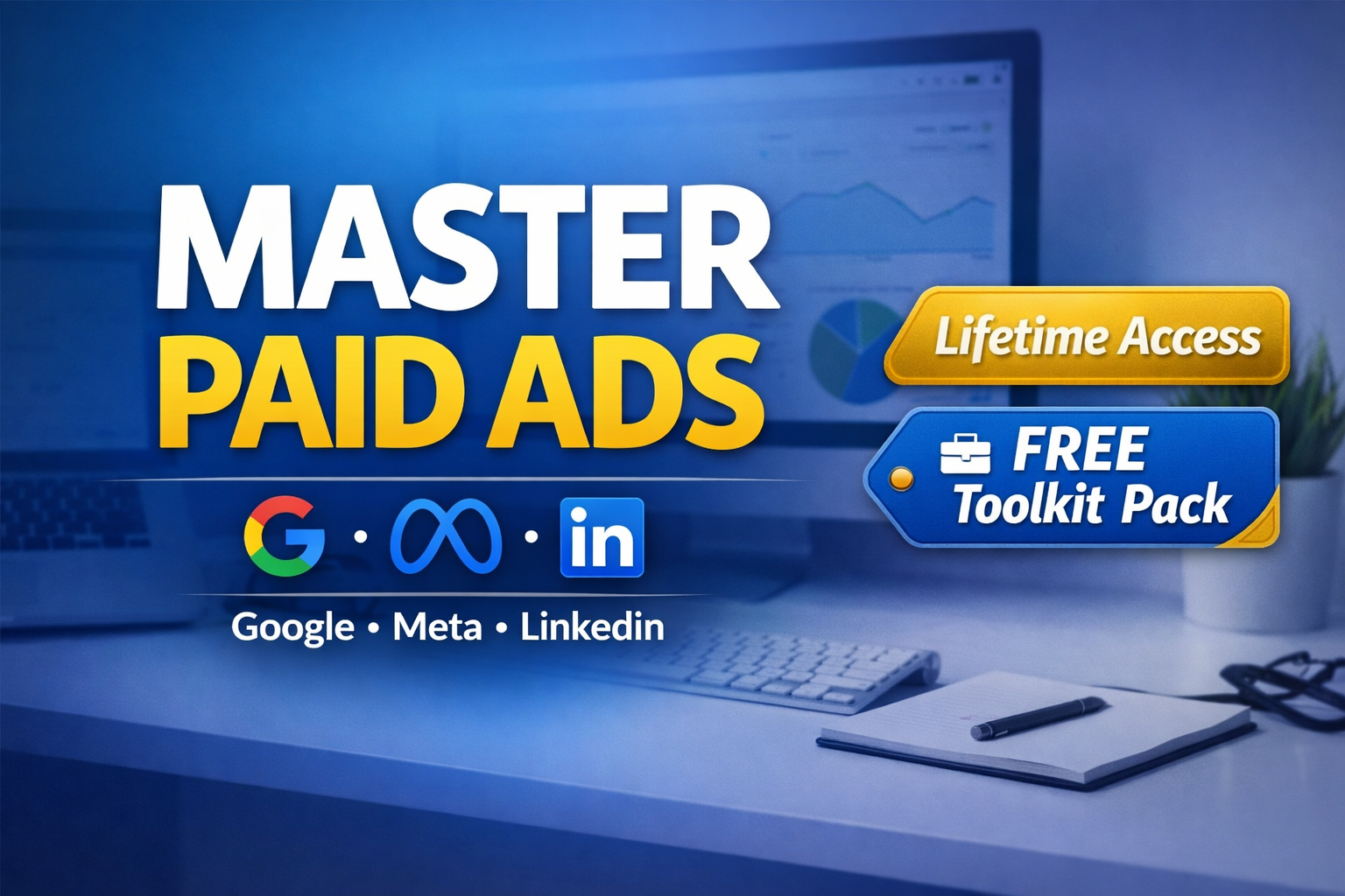 Paid Ads Masterclass: Google Ads + Meta Ads + LinkedIn — Lifetime Access + Templates + Free Paid Ads Toolkit